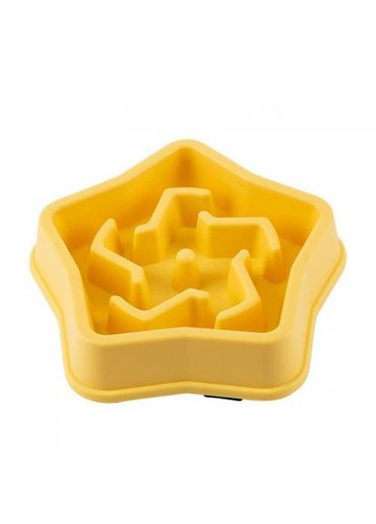 Миска-лабиринт slow feeder звезда пластиковая, желтая WahoPet (324625451)