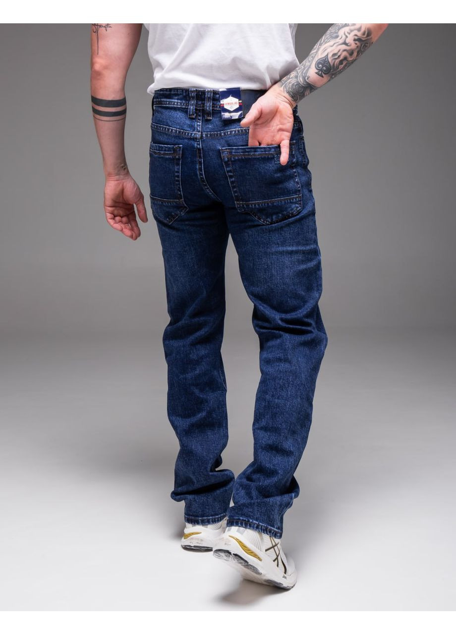 Темно-синие демисезонные прямые классические мужские джинсы Vakko