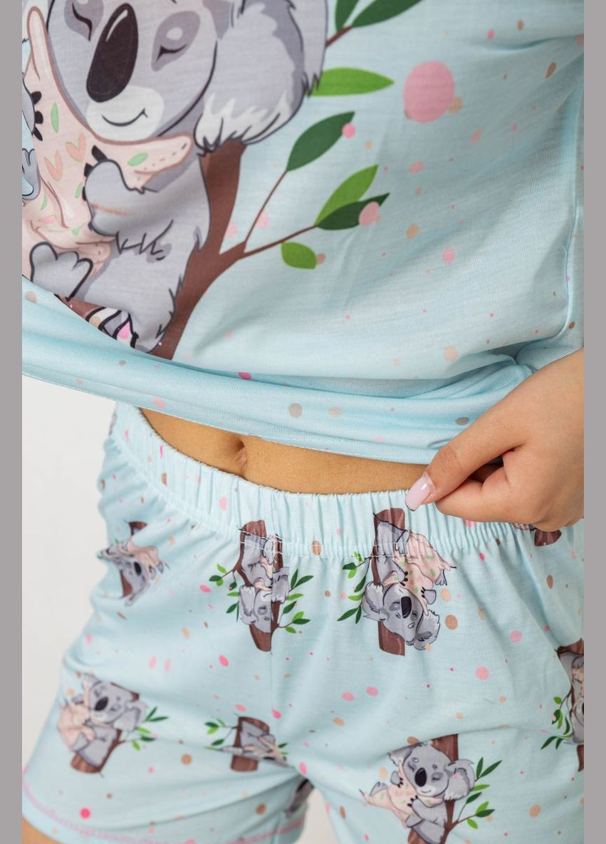 Блакитна всесезон жіноча піжама з принтом Fashion