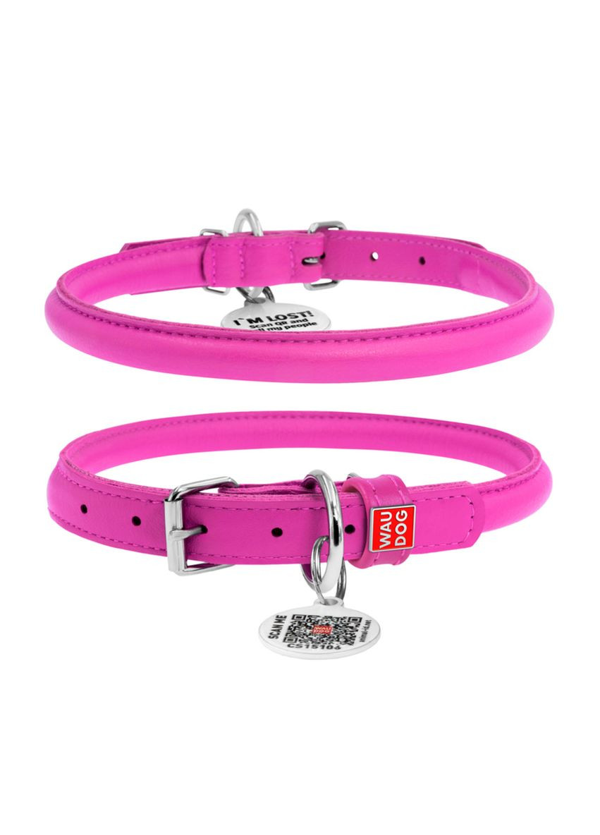 Нашийник для собак шкіряний Glamour Круглий Д 10 мм Д 33-41 см Рожевий WAUDOG (322994388)
