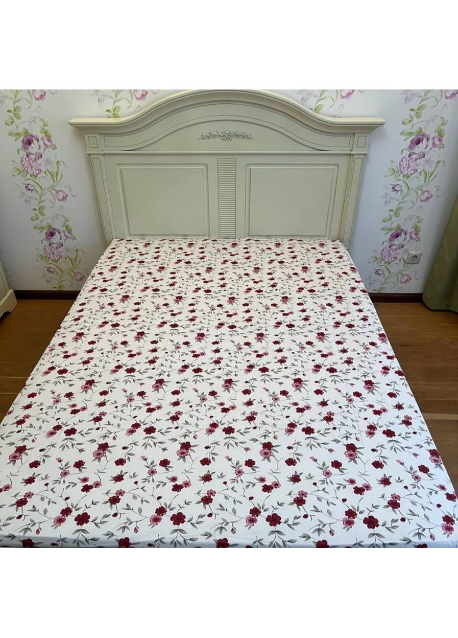 Простирадло на резинці 140х200 біле Квіти Бязь Голд PR386 Ananasko (362671287)