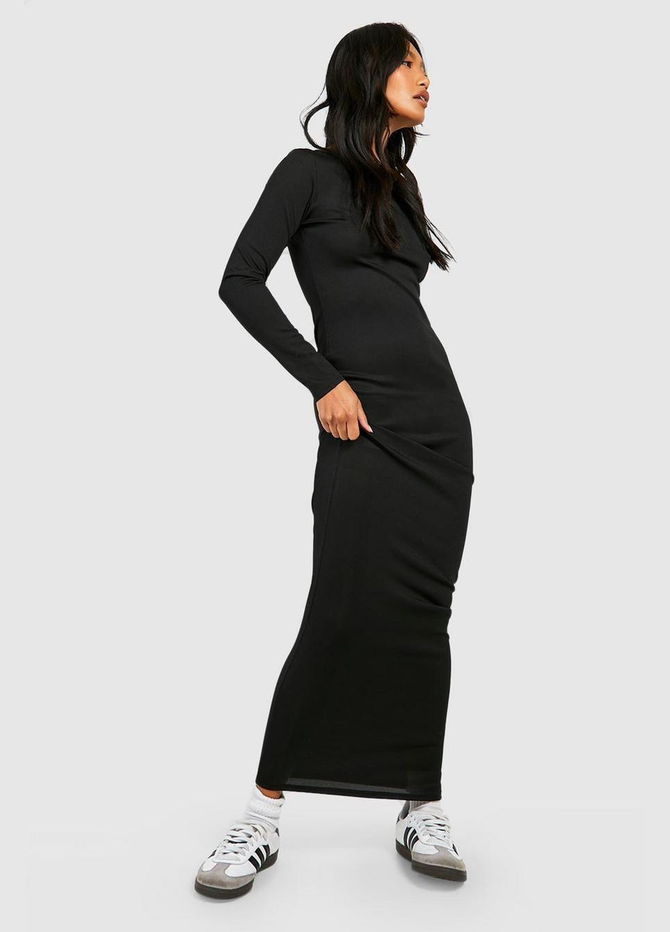 Черное повседневный платье Boohoo однотонное
