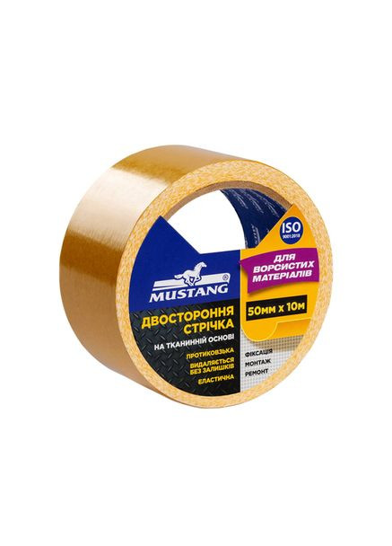 Лента двусторонняя 50x0,25мм 10м ткань/каучук белая [INRUC0020650010000] DCT5010 Mustang (359379207)
