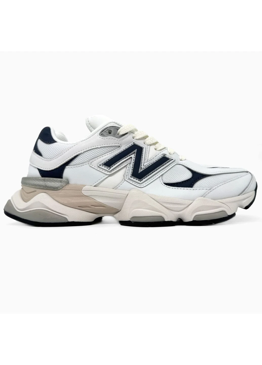 Білі кросівки чоловічі new balance 9060 white/beige/dark blue нью беланс 9060 білі демісезон No Brand