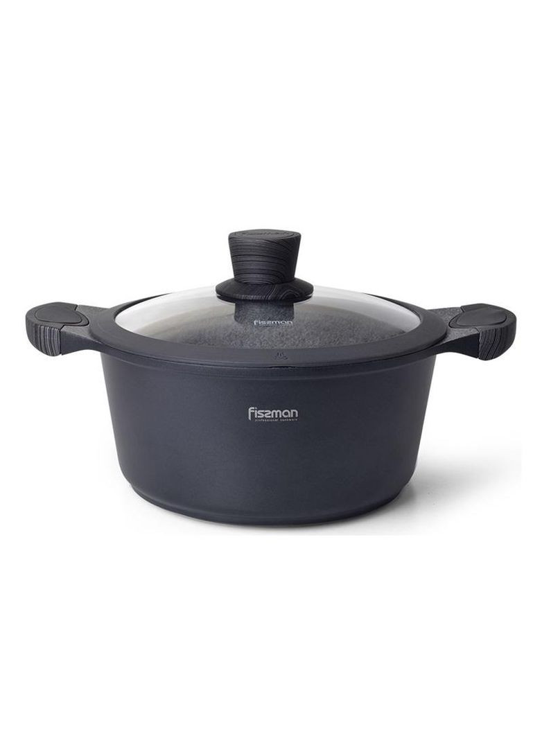 Каструля 2.4л з антипригарним покриттям Greblon С3 для готування та кип'ятіння алюмінієва каструля з кришкою Fissman (368990164)