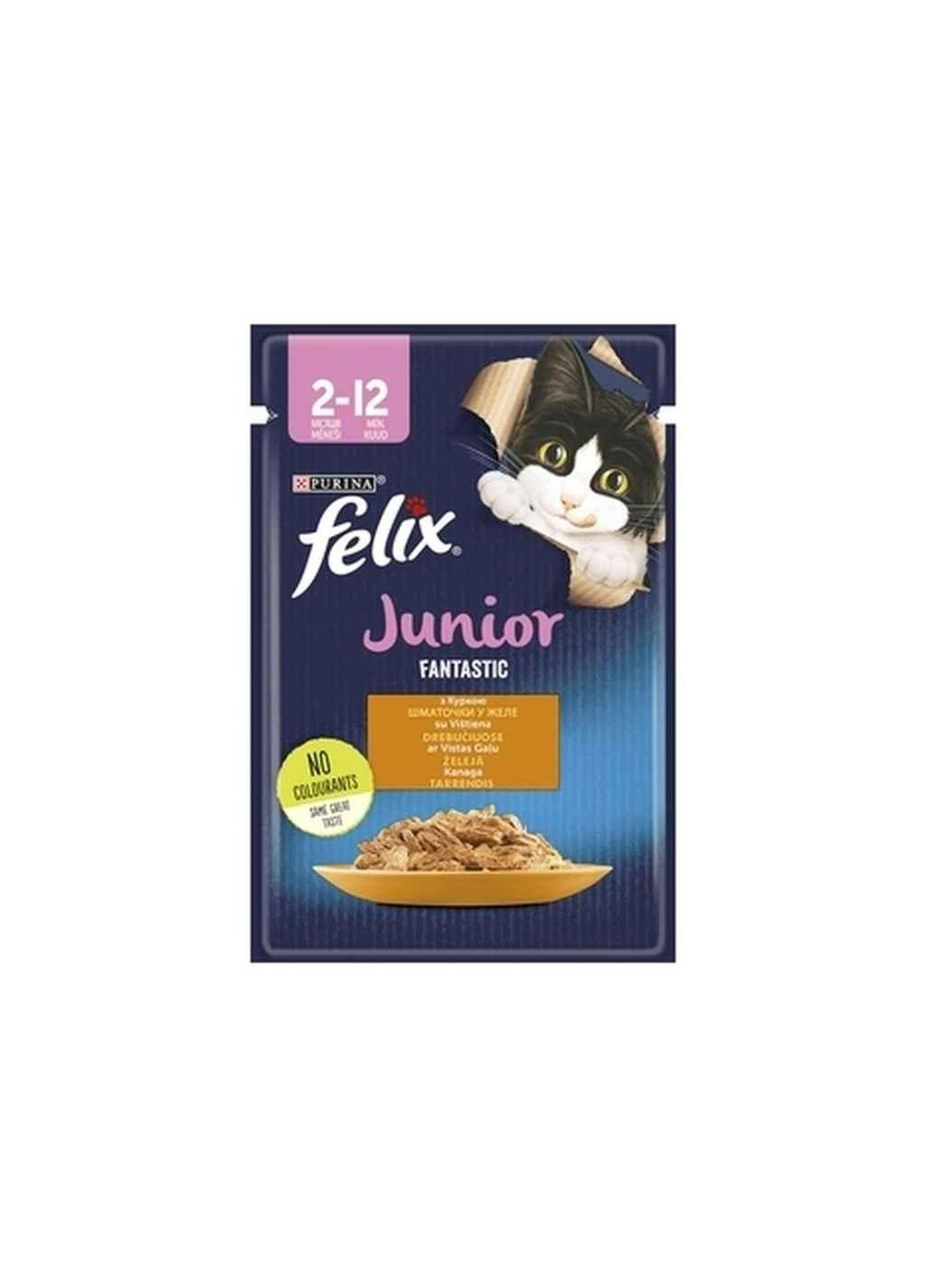 Пауч для котят Junior Fantastic / Курица в желе (FELIX) 85г ТМ Purina (303675662)