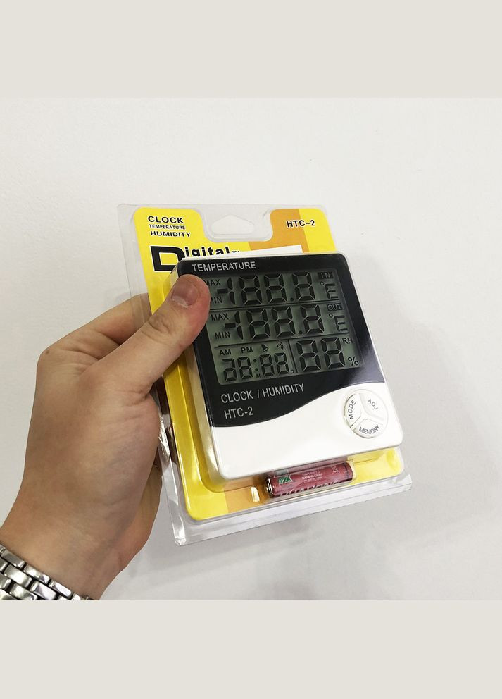 Термометргигрометр -2 с часами и выносным датчиком температуры HTC (315998874)