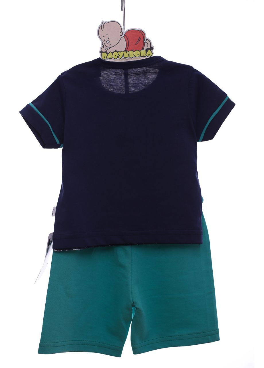 Синій літній шорти з футболкою для хлопчика трикотажні "літо" темно сині 62 см (44847) Beboo