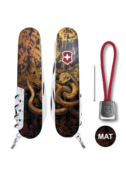 Нож Swiss Army Climber Zodiac Золотая деревянная змея, 14 функций, размер 91x27x18мм Victorinox (395899832)