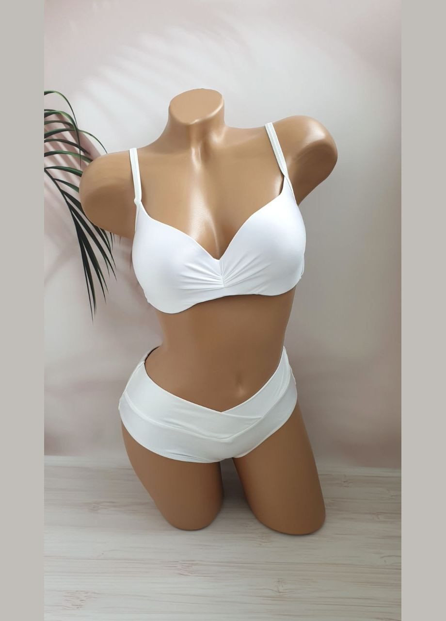 Білий літній молодіжний роздільний атласний купальник роздільний No Brand