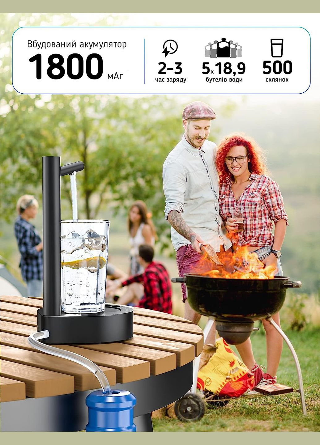 Акумуляторна помпа для води X115 Smart Table Water Dispenser Чорна No Brand (366653279)