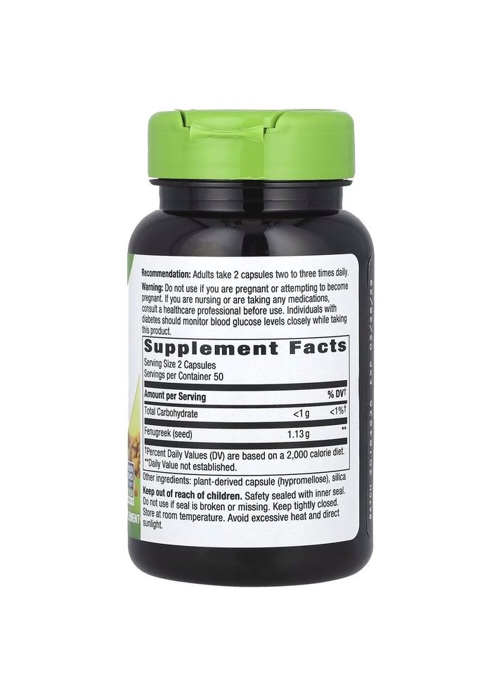 Натуральная добавка Fenugreek Seed, 100 вегакапсул Nature's Way (334705531)