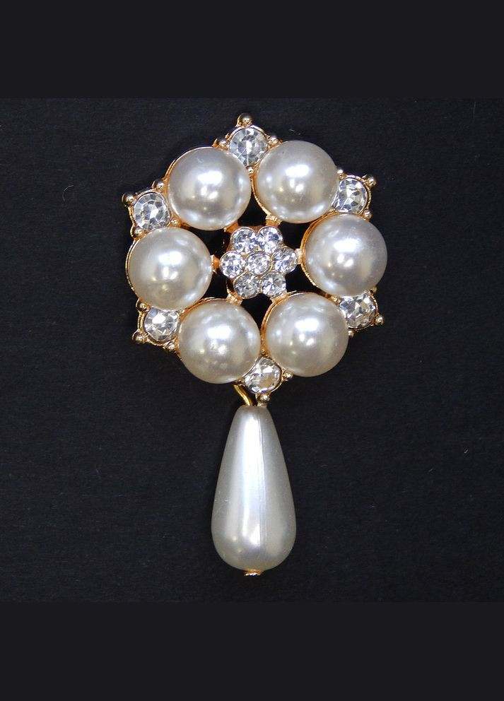 Жемчужный декор Цветок, подвеска-капля, 25х45 мм, золото No Brand (341730888)