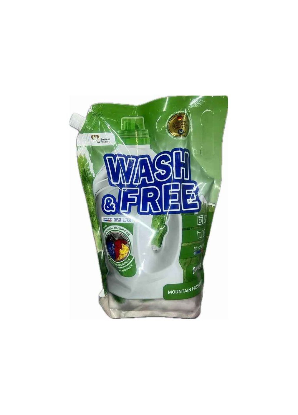 Гель для стирки WASH&FREE Для всех типов тканей 2л Универсал "Горная свежесть" (DOYPACK) WASH & FREE (359435745)