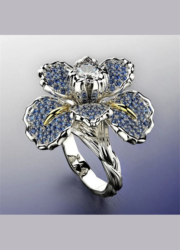 Кольцо женское изысканное и модное колечко для девушки серебряный цветок с фианитами р 18 Fashion Jewelry (285814486)