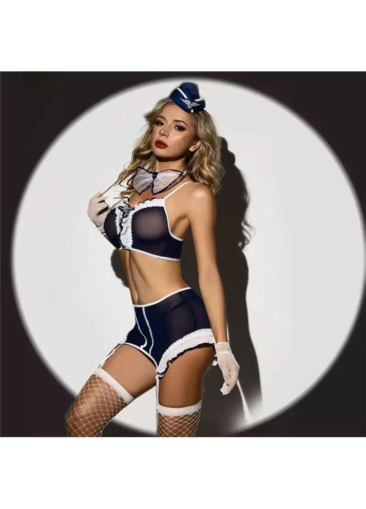 Набір еротичний рольовий костюм стюардеса Flight Синій One size No Brand (322199480)