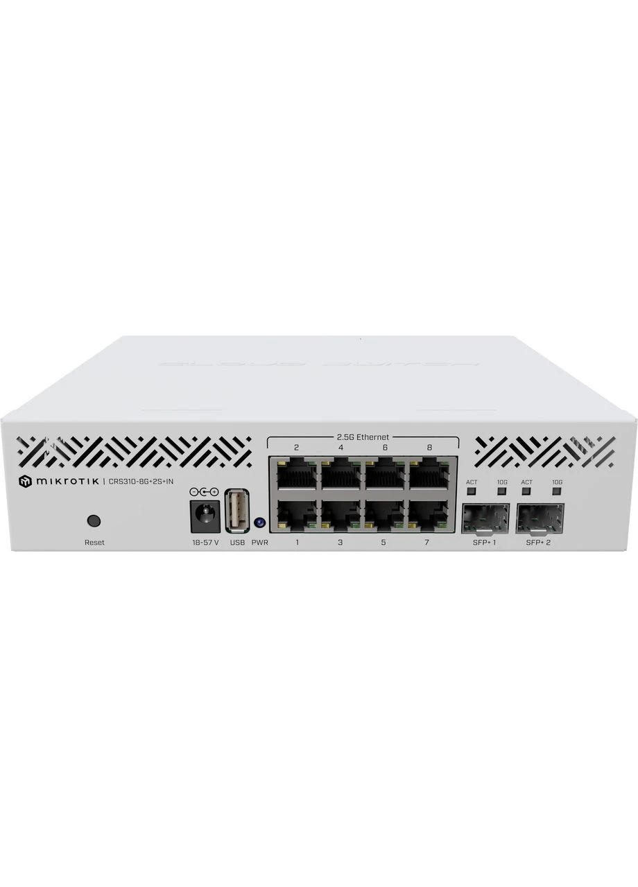 Комутатор CRS310-8G+2S+IN, 8x 2.5G Ethernet ports, 2x SFP+ ports, USB type A, 800MHz CPU, 2 Mikrotik (396868335)
