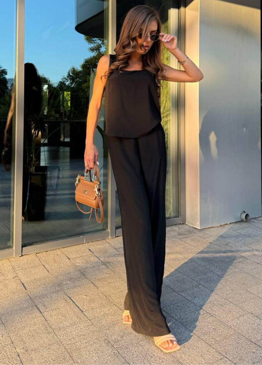 Вишукані легкі літні повсякденні штани палаццо високої посадки з кишенями Tik-Tak (348830798)