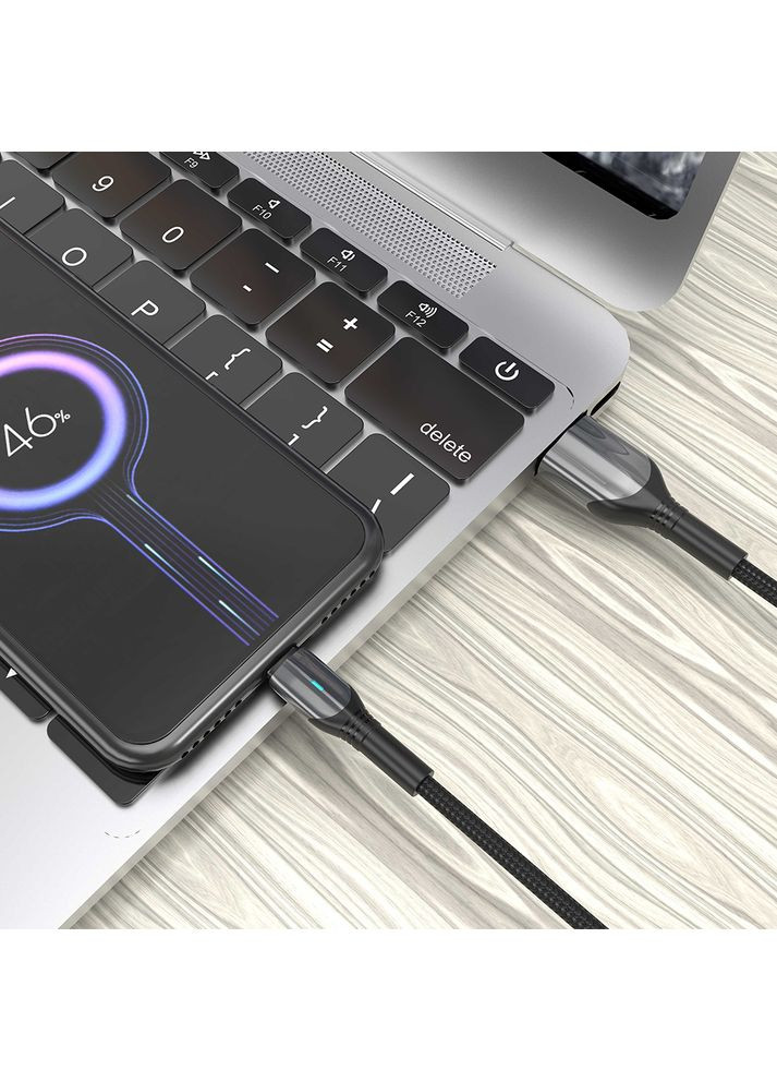 Кабель AC-09 Nylon LED USB – Lightning (3A/1м)- черный Aspor (367602655)