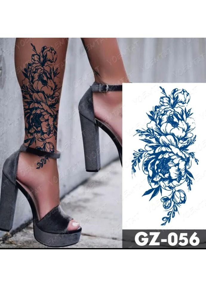 Довготривале татуювання Піони 11×18 см GZ007 Tattoo (366890978)