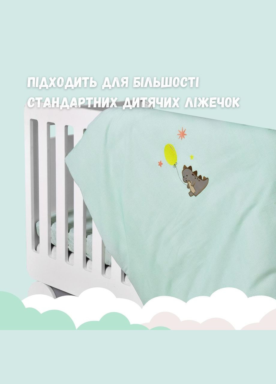 Комплект дитячої постільної білизни в ліжечко Papaella бавовна з вишивкою м'ята IDEIA (333819588)