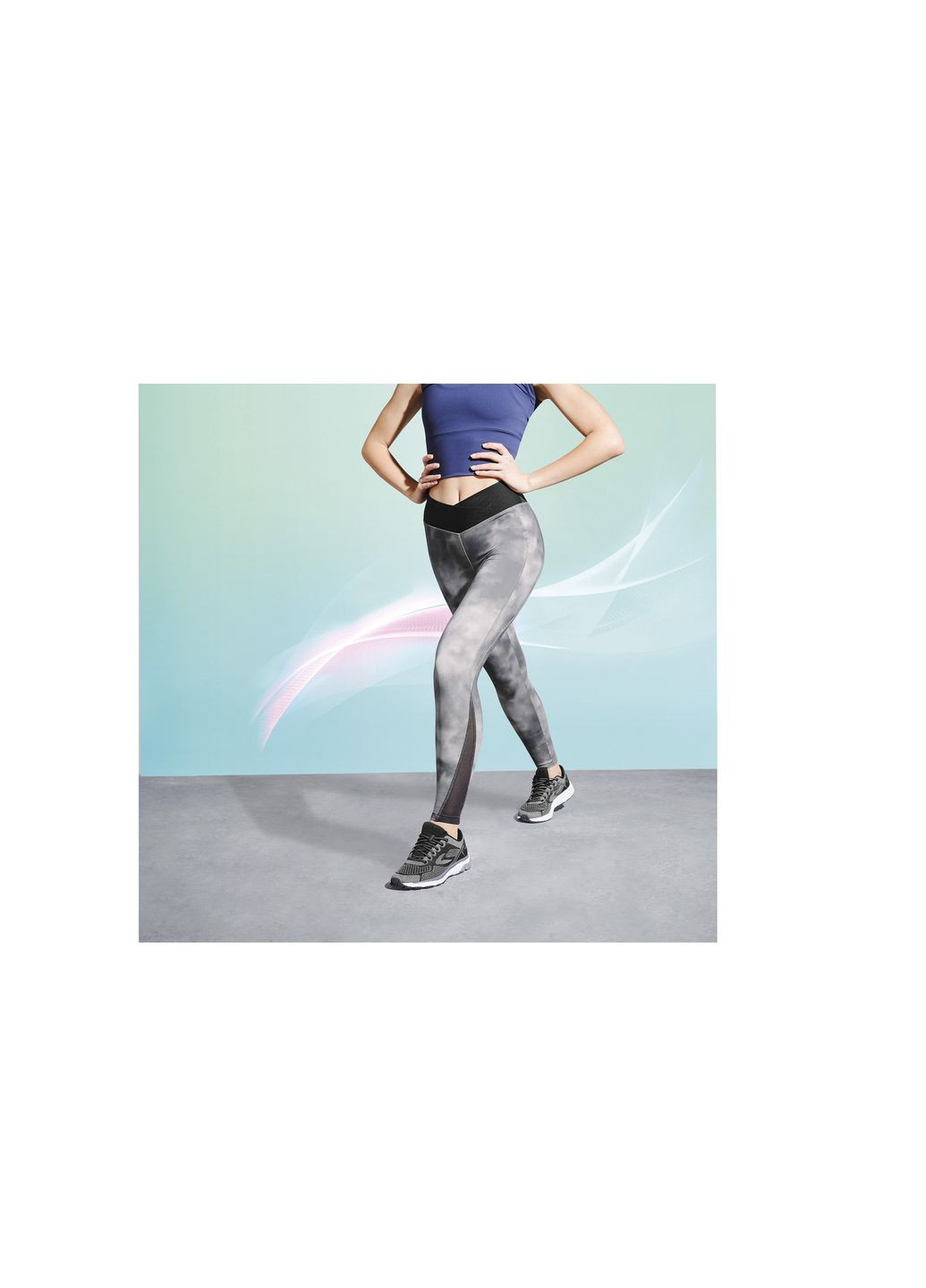 Серые демисезонные спортивные леггинсы с карманом для телефону для женщины lycra® 407029 Crivit