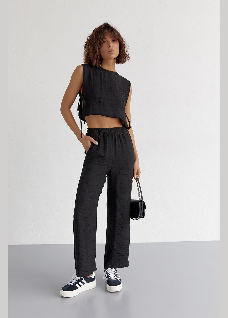 Летний женский костюм с брюками и топом с завязками Liton (296658521)