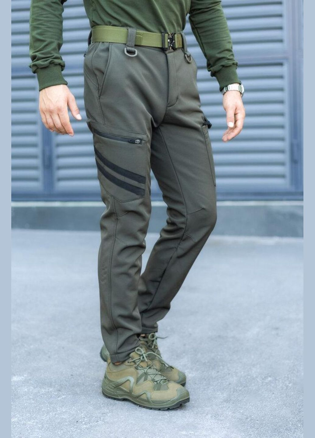 Хаки демисезонные брюки No Brand