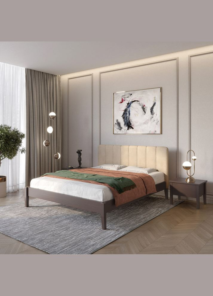 Односпальная деревянная кровать Лондон ДК Венге/Аляска 23 (Бежевый) Б1 90х190 см (MBG-6476) Mebigrand (366027585)