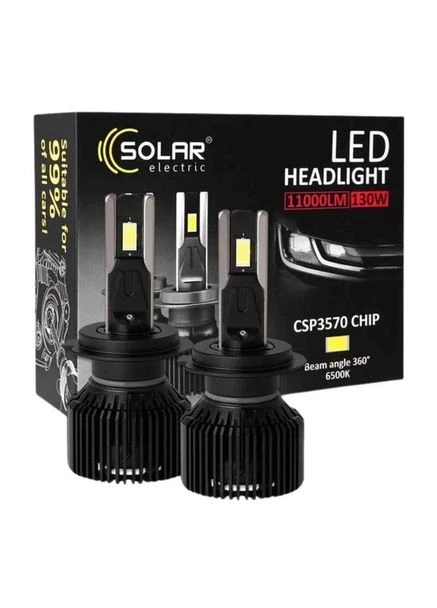 Светодиодные автолампы LED H7 12/24V 130W 11000Lm 6500K CSP3570 2шт (8707S2) Solar (392244658)