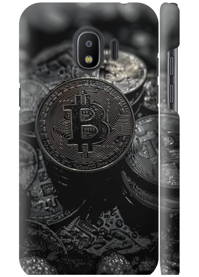 3D пластиковый матовый чехол 'Black Bitcoin' для Endorphone Samsung Galaxy J2 2018 (314508839)