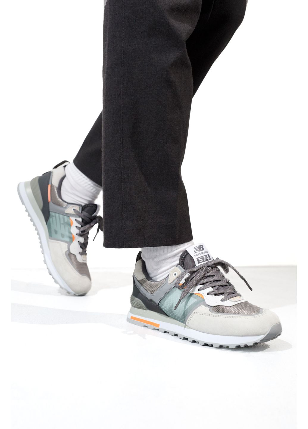 Серые демисезонные кроссовки мужские new balance 574 re-imagined grey нью беланс 574 No Brand