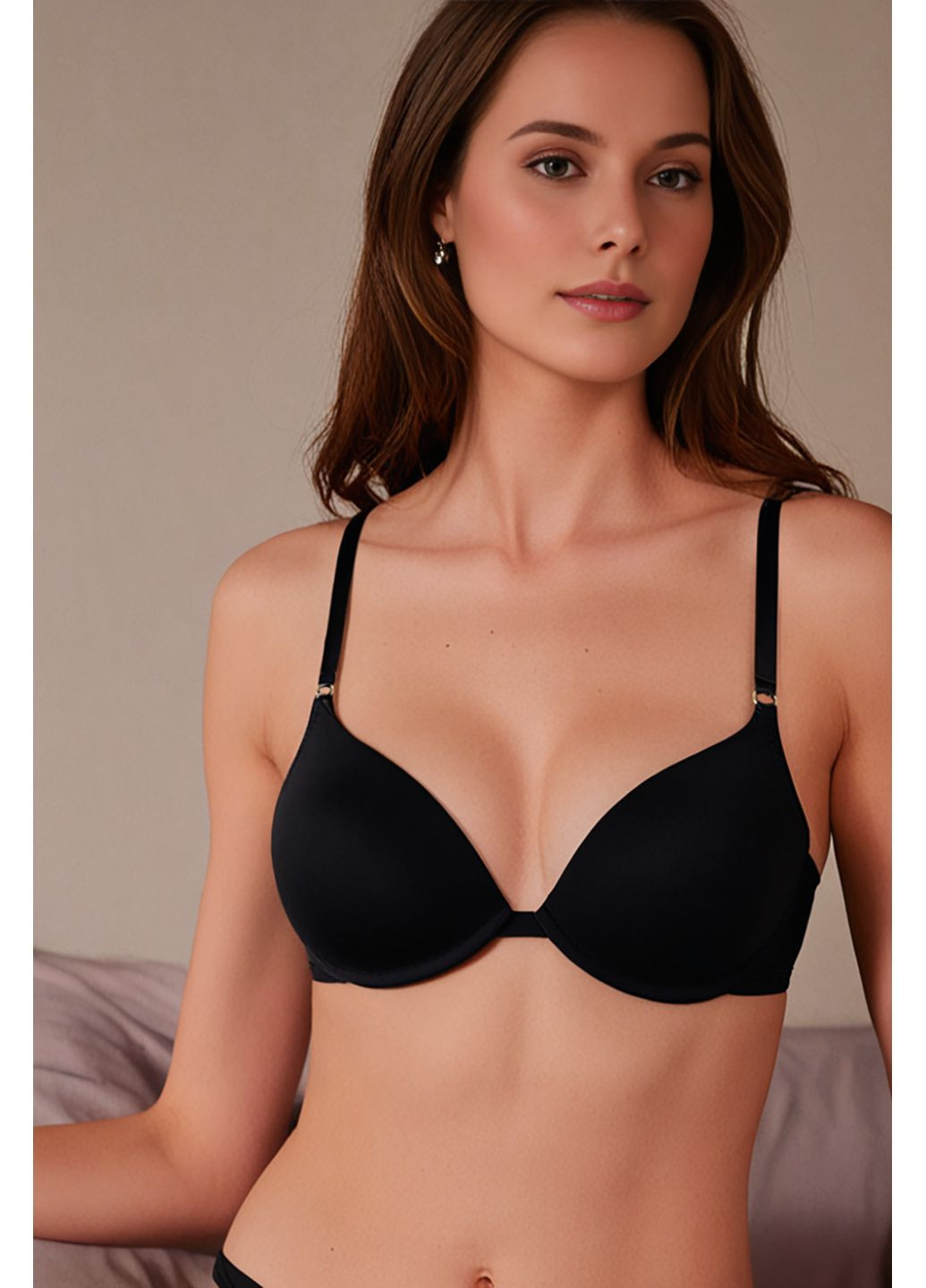 Чорний базовий бюстгалтер, колір чорний, розмір 75 b Kom