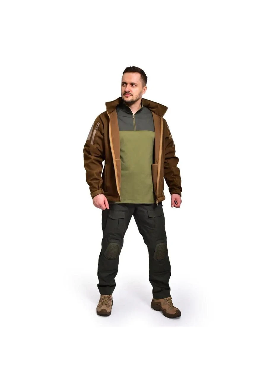 Костюм демісезонний Softshell / Фліс WindShell Tactical Койот+ Штани з наколінниками Чорні або Койот No Brand