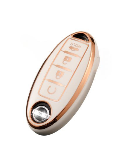 Чехол ключа + золотая окантовка (4 кнопки) TPU Nissan (369610253)