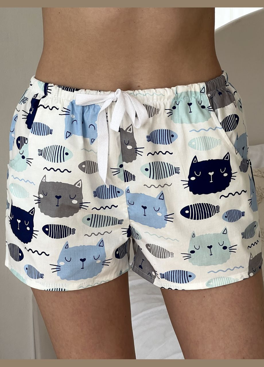 Біла всесезон жіноча піжама для дому футболка + шорти + штани біла (вк4300в-4-02) Cosy