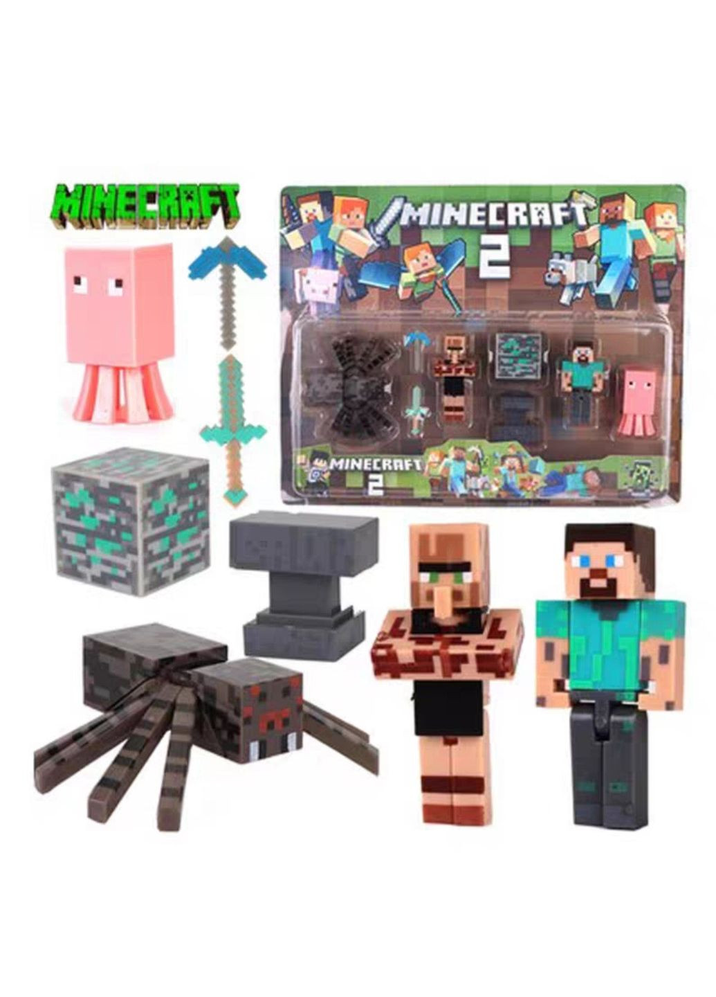 Набір колекційних фігурок Майнкрафт з аксесуарами (4) No Brand (348118672)