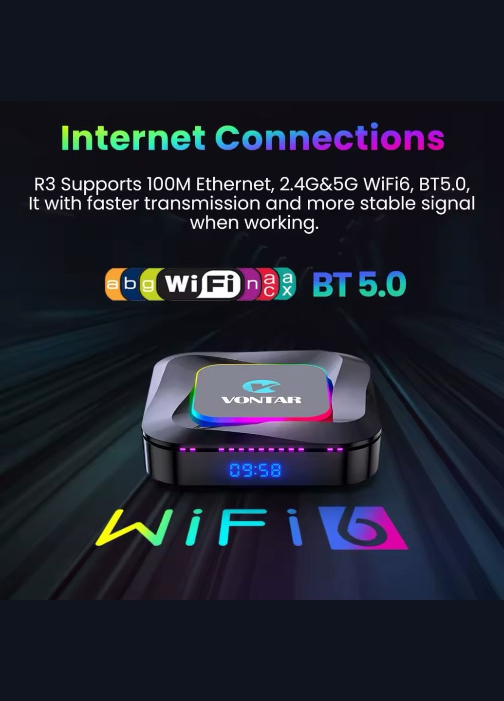 Smart TV приставка Smart TV Box R3 4/64 Гб Android 13 RK3528 с подсветкой RGB Настроена Vontar (329431687)