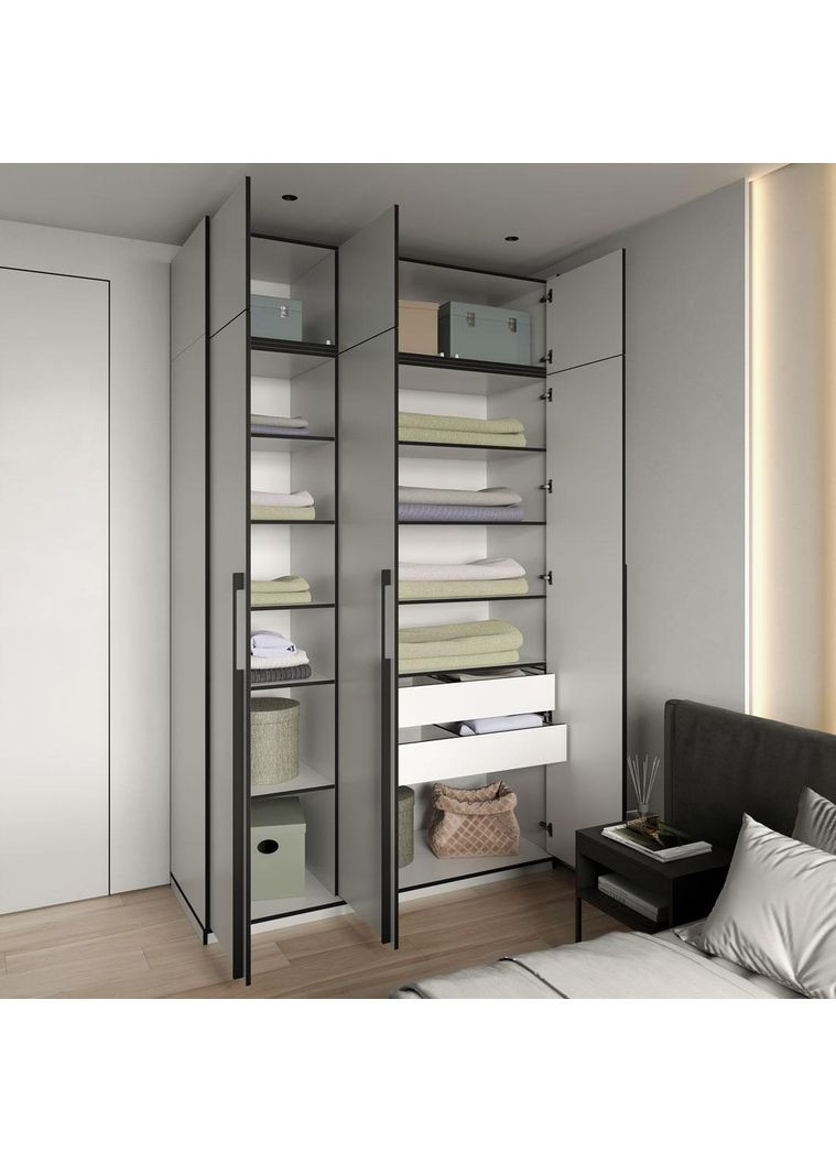 Шафа розпашна з полицями на 3 дверки з шухлядами та антресоллю R-0015 від Венге темний MORELI (335424875)