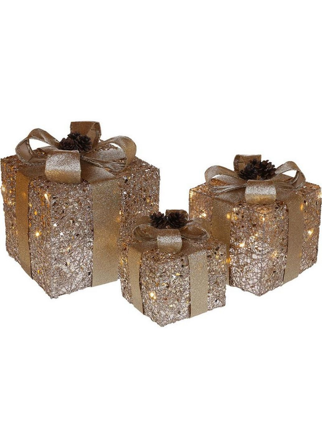 Набор декоративных подарков - 3 коробки, с led-подсветкой BonaDi (282594363)
