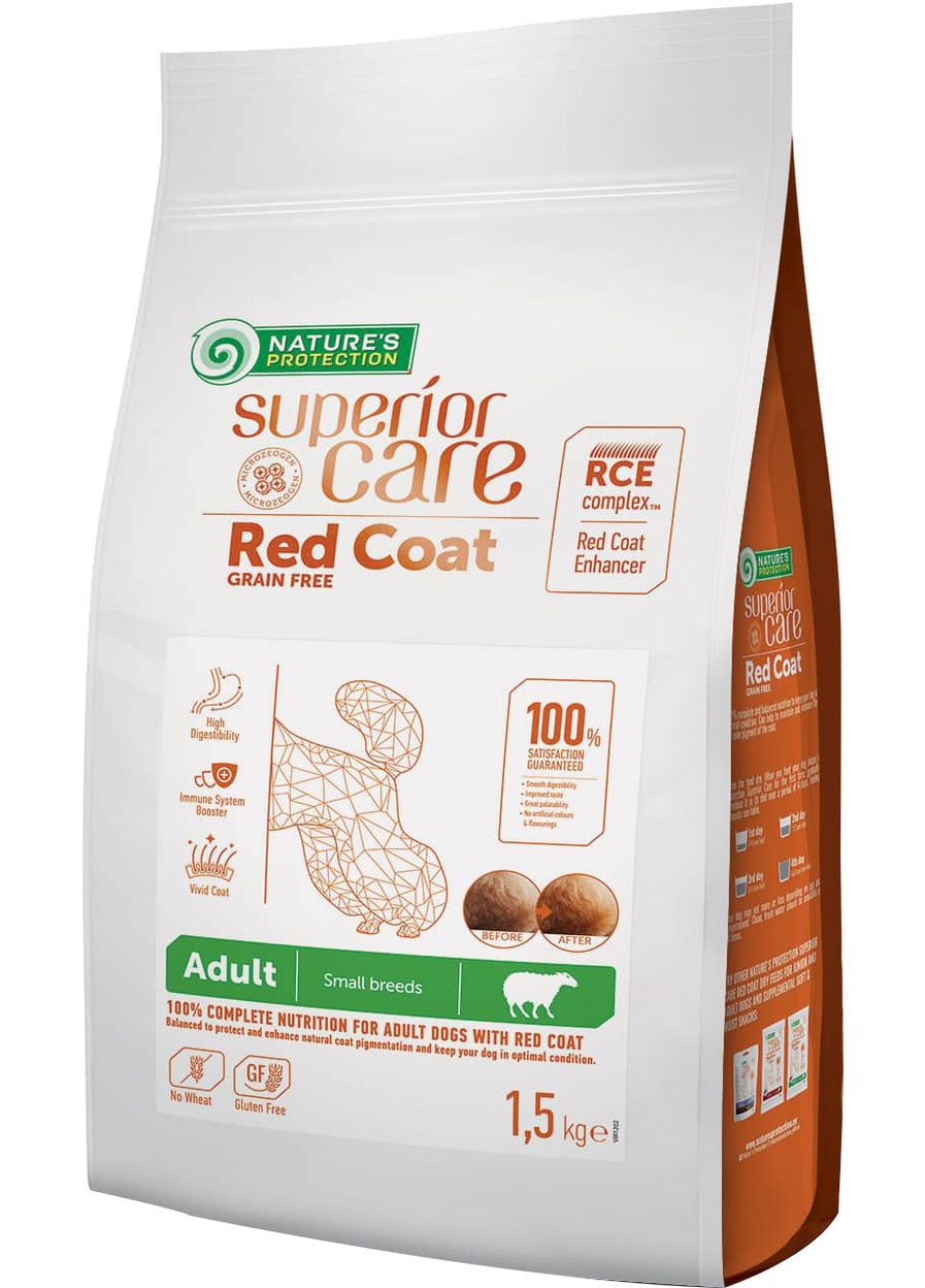 Сухий беззерновий корм для дорослих собак з рудим забарвленням шерсті, для малих порід Superior Nature's Protection (364786275)