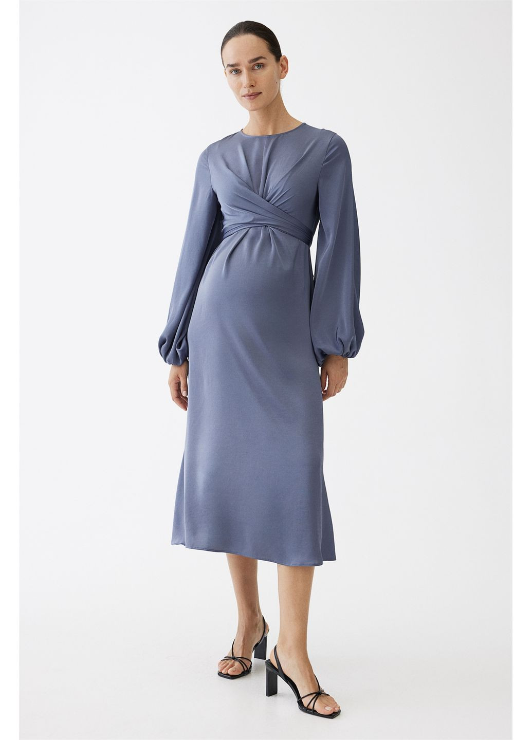 Сіро-синя кежуал сукня для вагітних на запах H&M однотонна