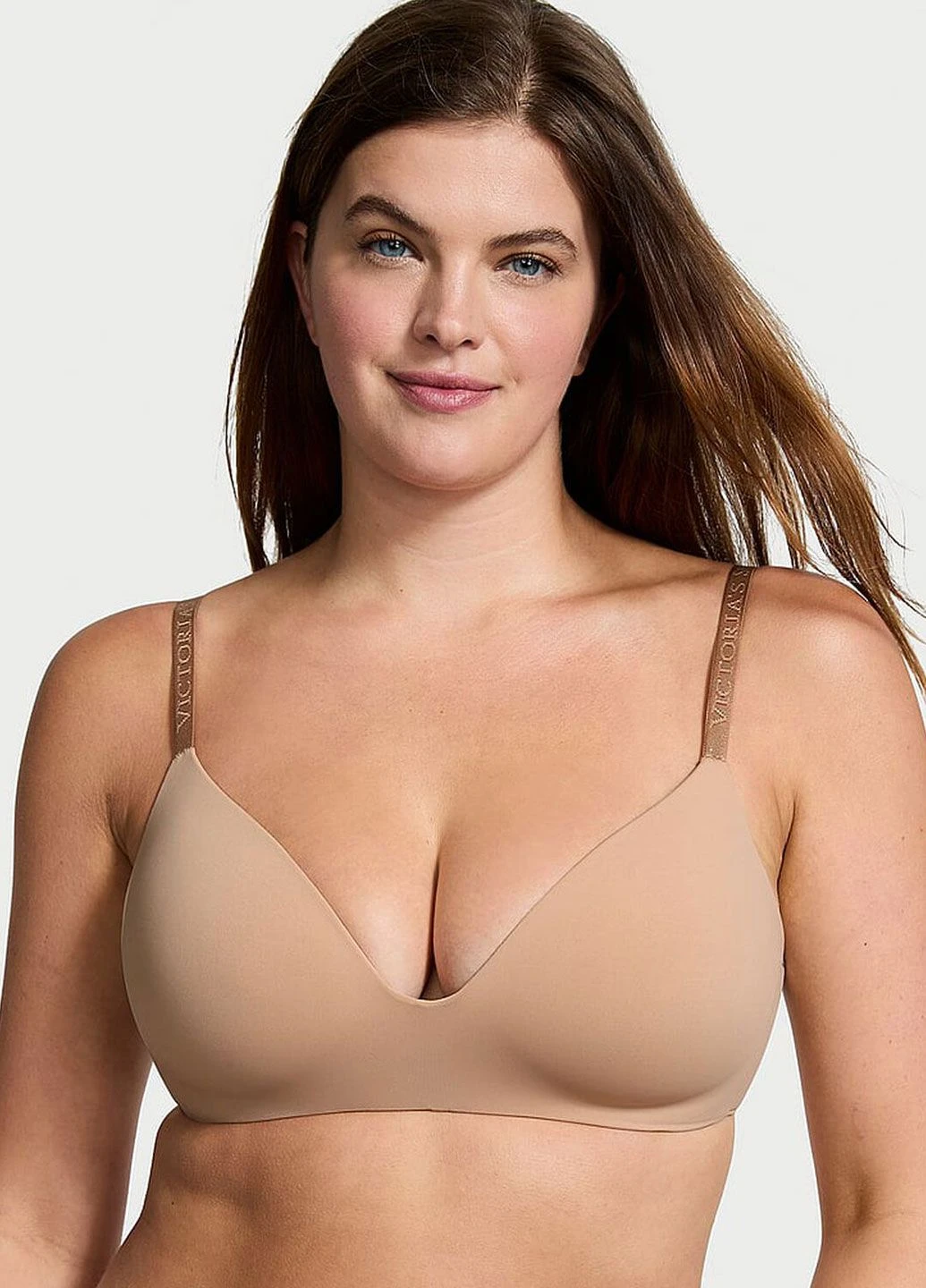 Бежевий бюстгальтер the t-shirt wireless lightly lined bra, бежевий Victoria's Secret без кісточок поліамід, еластан