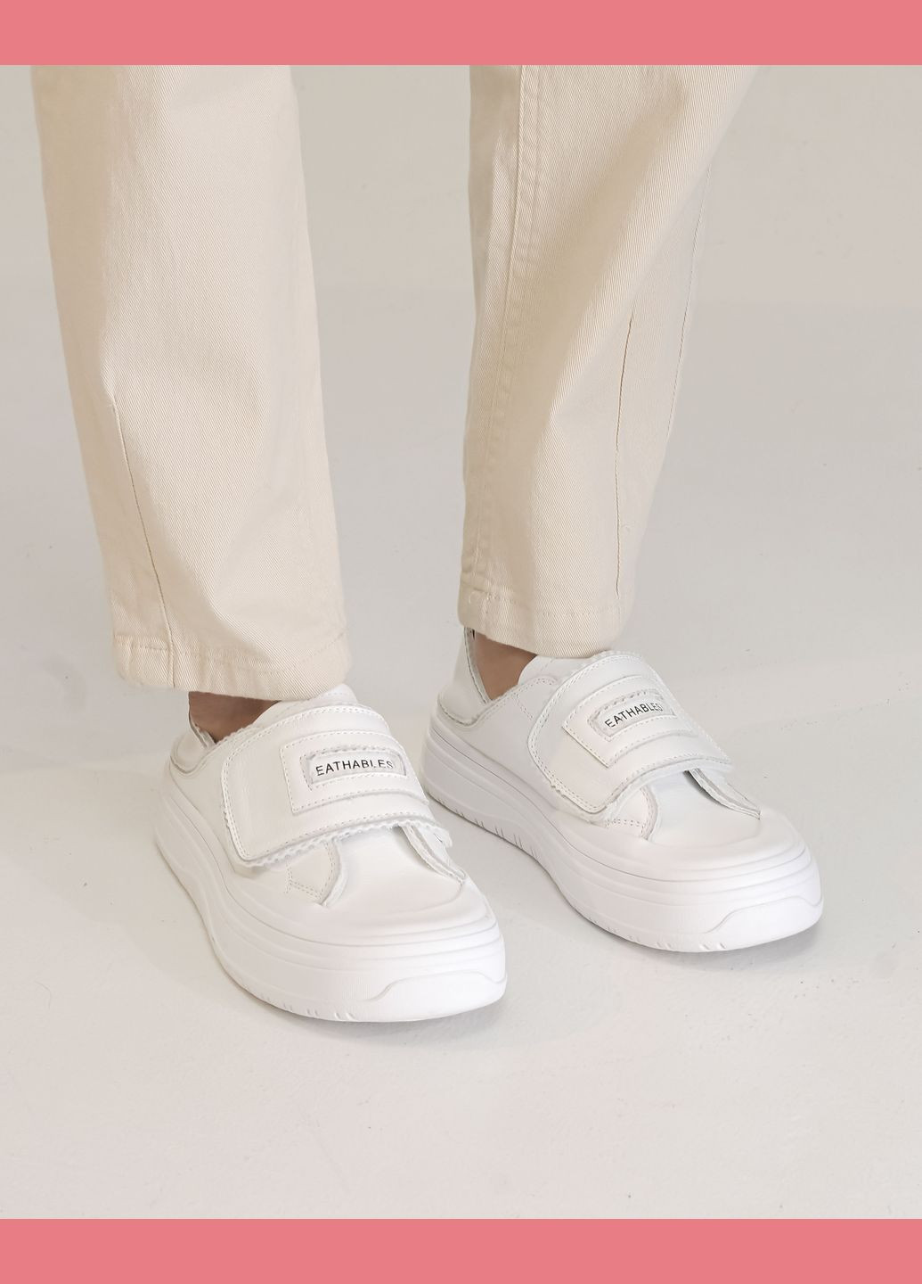 Белые демисезонные кроссовки с липучкой белые кожа Berkonty