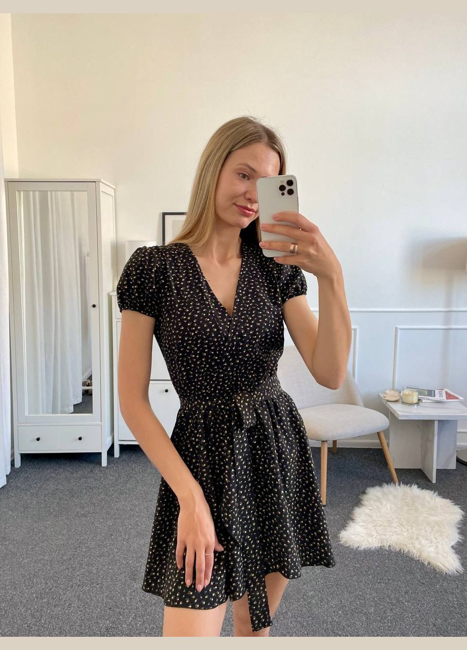 Чорна повсякденний жіноча сукня міні в квітковий принт Avanti з квітковим принтом