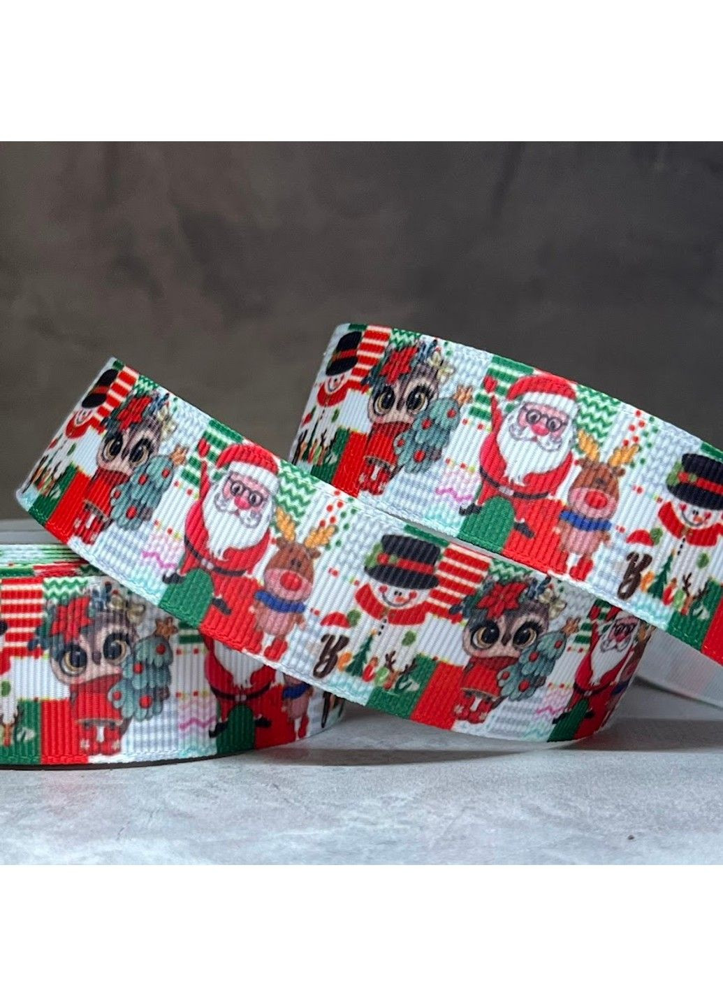 Репсовая лента 2,5 см -Новогодняя Санта- сова, метр No Brand (315825923)