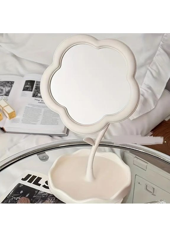 Дзеркало настільне біле квітка No Brand фігурне (362441031)