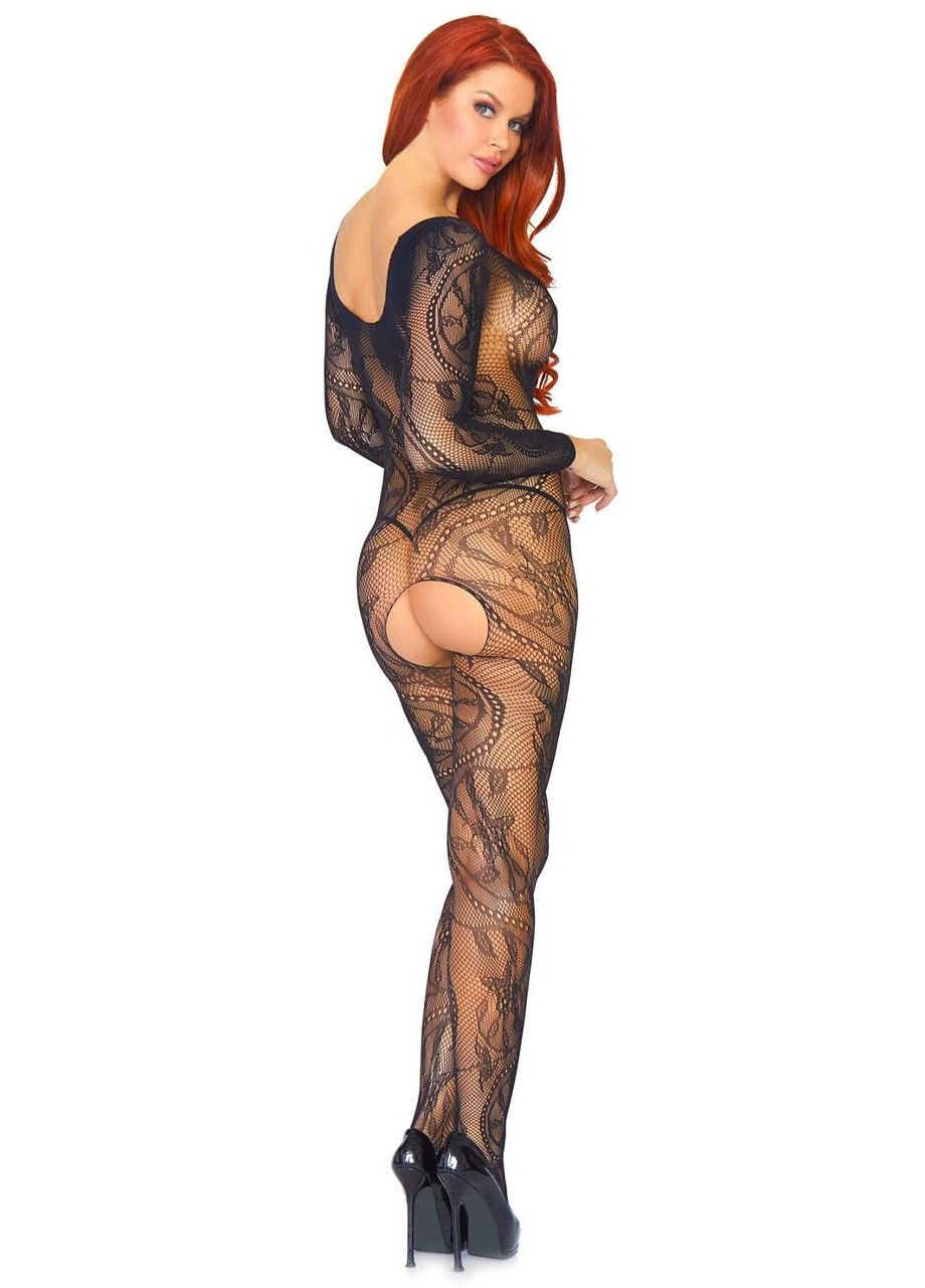 Leg Avenue Swirl Lace Bodystocking Black O/S No Brand (303885404)