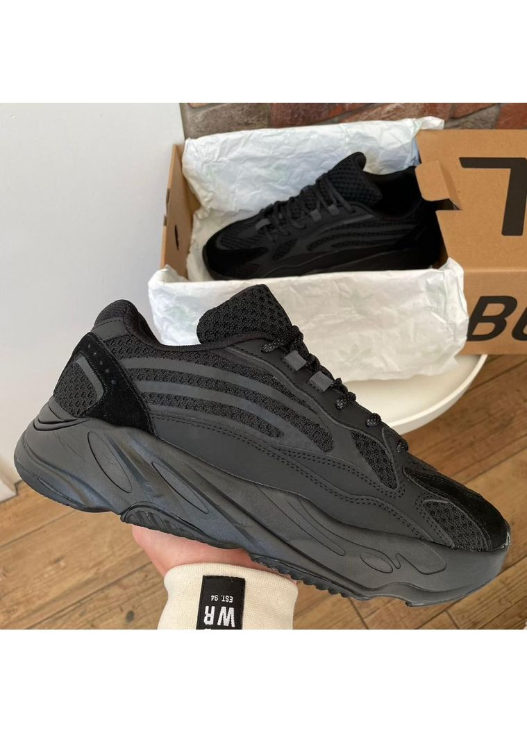Черные демисезонные кроссовки мужские adidas yeezy boost 700 v2 no logo black адидас изи буст No Brand
