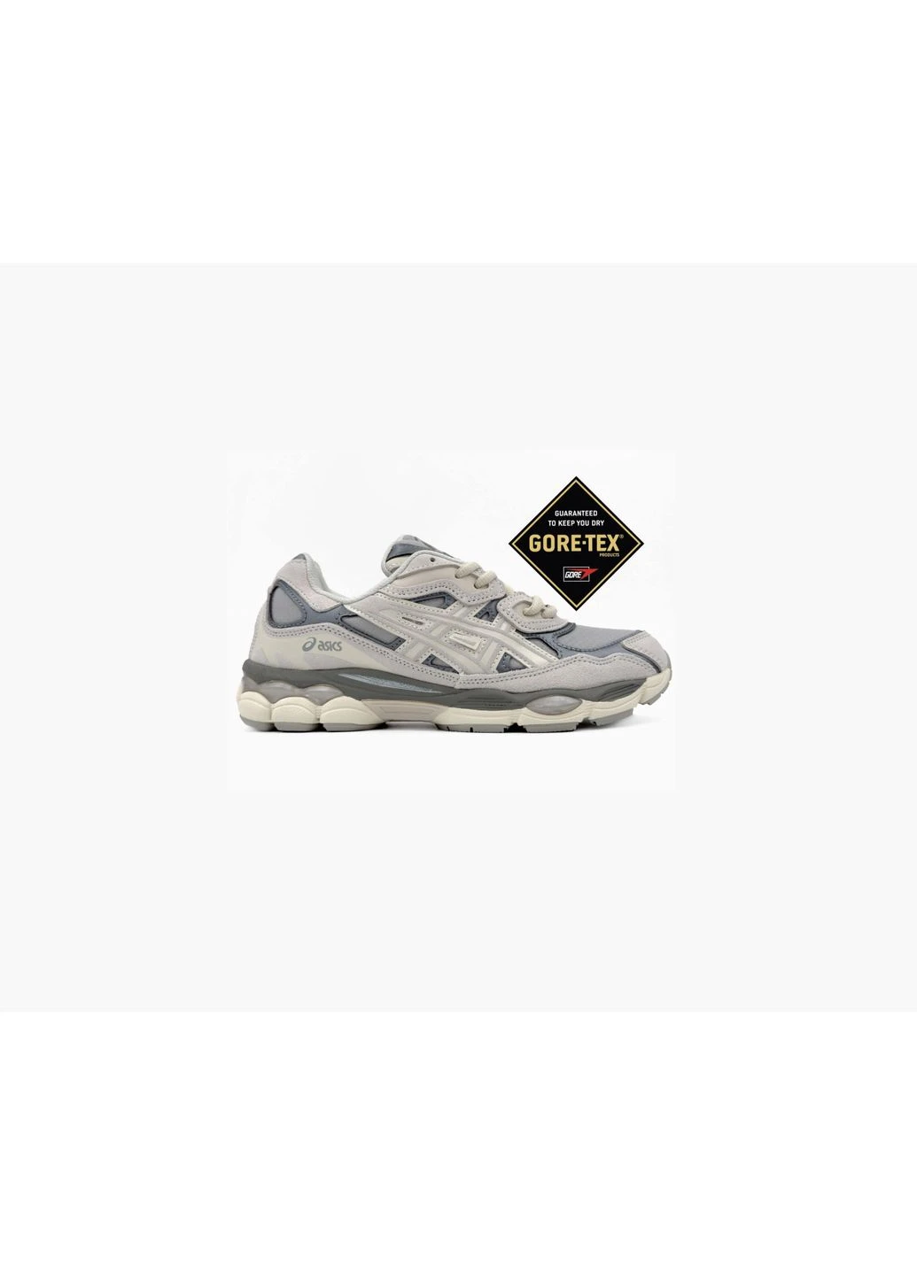 Сірі кросівки чоловічі asics gel-nyc grey beige gore-tex асікс гель нюк сірі демісезон No Brand